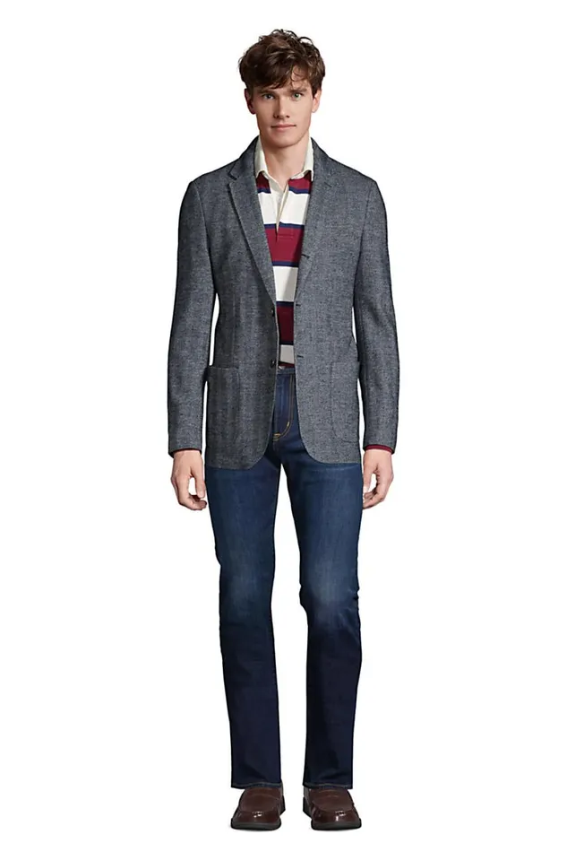 Lands039 End Sportcoats and Blazers Men Traditional Fit Italian Knit Blazer Navy Herringbone Lands039 End Sportcoats and Blazers Men Traditional Fit Italian Knit Blazer Navy Herringbone