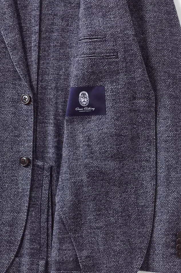 Lands039 End Sportcoats and Blazers Men Traditional Fit Italian Knit Blazer Navy Herringbone Lands039 End Sportcoats and Blazers Men Traditional Fit Italian Knit Blazer Navy Herringbone