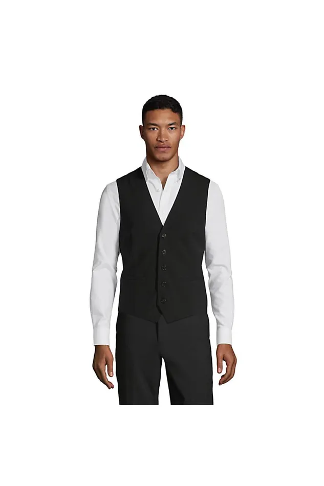 Lands039 End Sportcoats and Blazers Men Washable Wool Vest Black