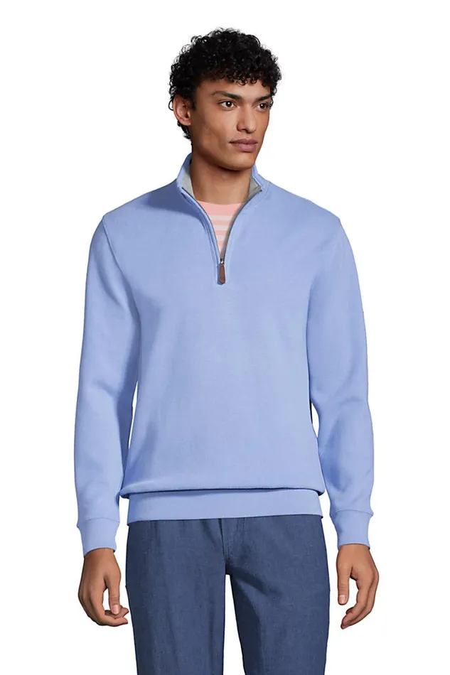 Lands039 End Sweaters Men Big Bedford Rib Quarter Zip Sweater Cloudy Blue