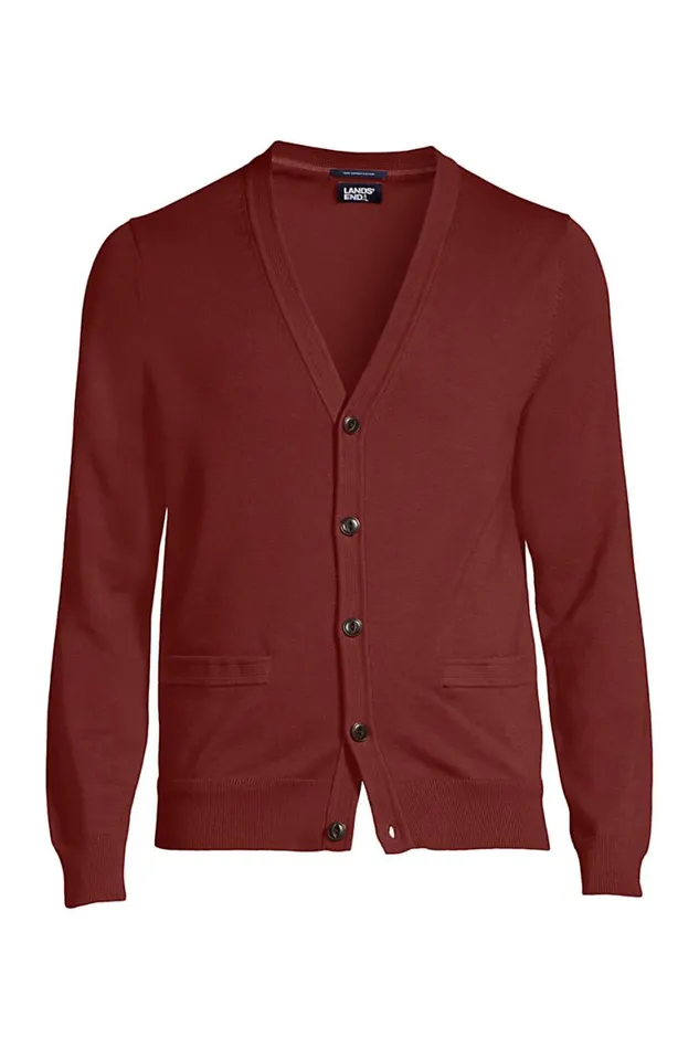 Lands039 End Sweaters Men Classic Fit Supima Cotton Cardigan Sweater Rust Red Lands039 End Sweaters Men Classic Fit Supima Cotton Cardigan Sweater Rust Red