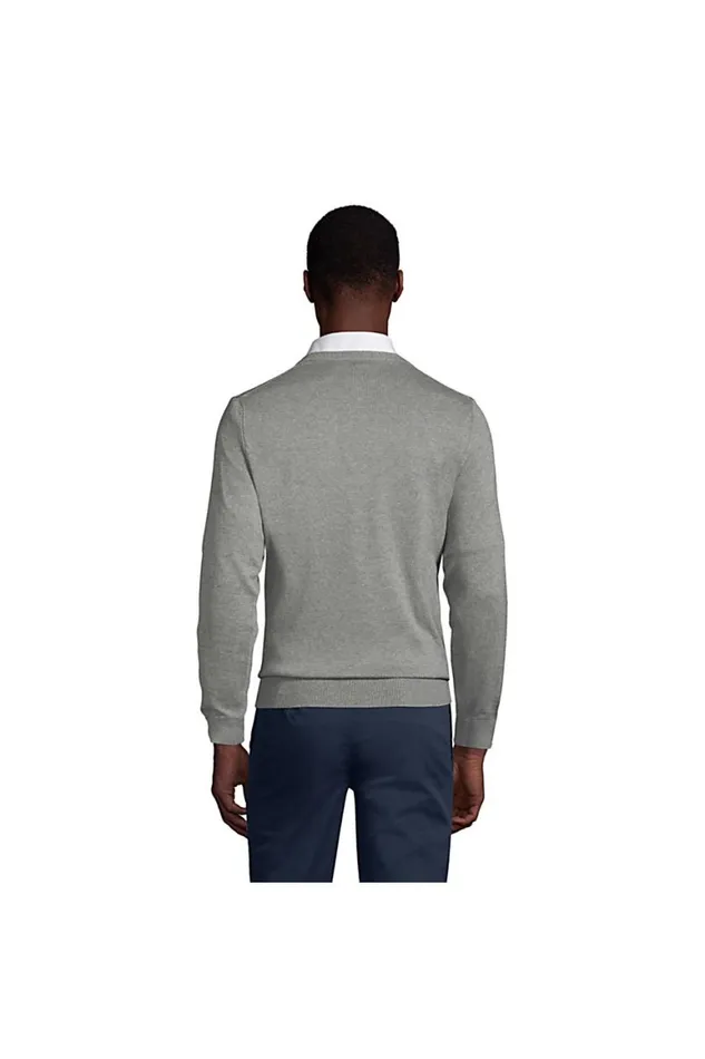 Lands039 End Sweaters Men Cotton Modal Fine Gauge Vneck Sweater Black