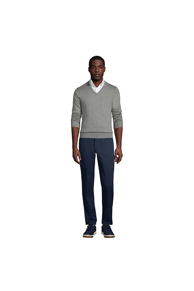 Lands039 End Sweaters Men Cotton Modal Fine Gauge Vneck Sweater Black