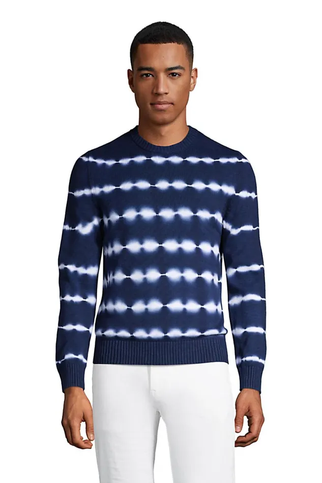 Lands039 End Sweaters Men Cotton Tie Dye Crew Neck Deep Sea Navy Tie Dye Stripe Lands039 End Sweaters Men Cotton Tie Dye Crew Neck Deep Sea Navy Tie Dye Stripe
