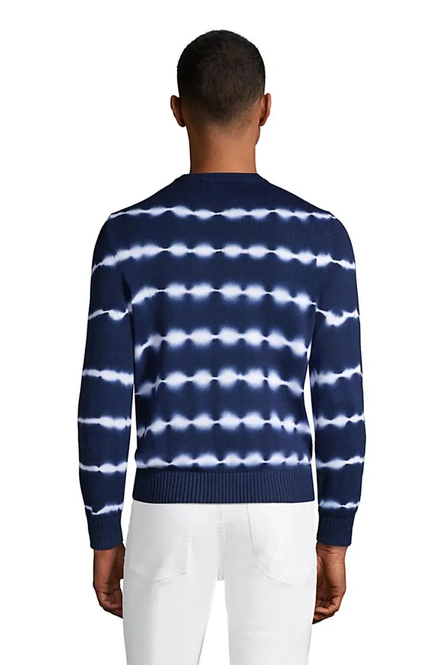Lands039 End Sweaters Men Cotton Tie Dye Crew Neck Deep Sea Navy Tie Dye Stripe Lands039 End Sweaters Men Cotton Tie Dye Crew Neck Deep Sea Navy Tie Dye Stripe