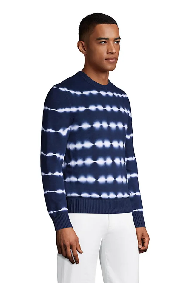 Lands039 End Sweaters Men Cotton Tie Dye Crew Neck Deep Sea Navy Tie Dye Stripe Lands039 End Sweaters Men Cotton Tie Dye Crew Neck Deep Sea Navy Tie Dye Stripe