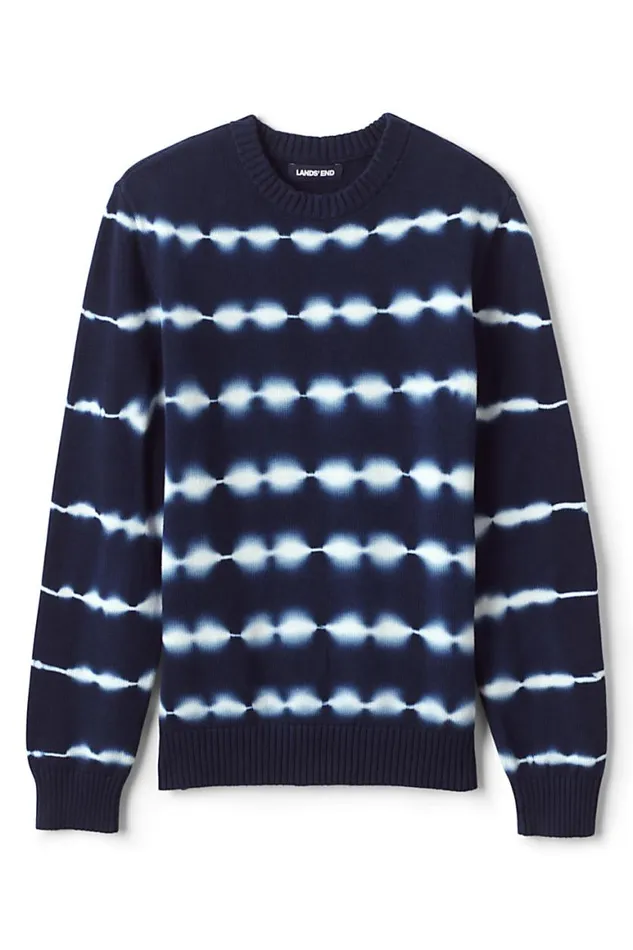 Lands039 End Sweaters Men Cotton Tie Dye Crew Neck Deep Sea Navy Tie Dye Stripe Lands039 End Sweaters Men Cotton Tie Dye Crew Neck Deep Sea Navy Tie Dye Stripe