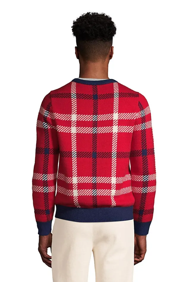 Lands039 End Sweaters Men Lighthouse Plaid Crewneck Sweater Rich Red Holiday Plaid Lands039 End Sweaters Men Lighthouse Plaid Crewneck Sweater Rich Red Holiday Plaid