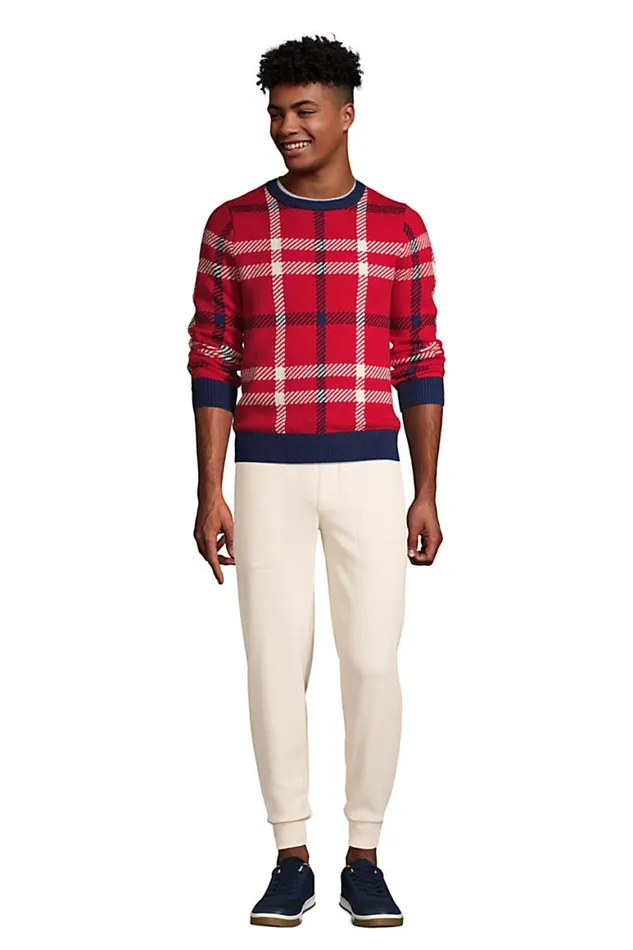 Lands039 End Sweaters Men Lighthouse Plaid Crewneck Sweater Rich Red Holiday Plaid Lands039 End Sweaters Men Lighthouse Plaid Crewneck Sweater Rich Red Holiday Plaid