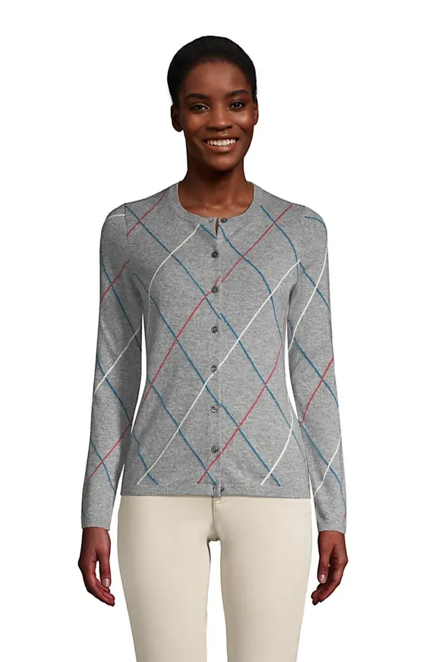 Lands039 End Sweaters Women Cashmere Cardigan Sweater Rubellite Argyle