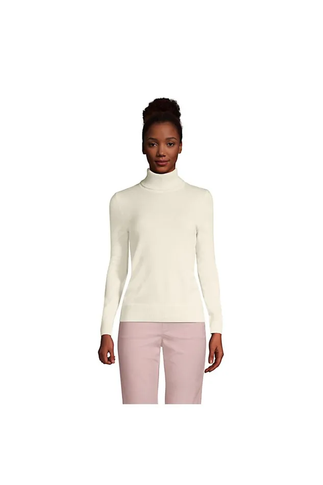 Lands039 End Sweaters Women Cashmere Turtleneck Sweater Fresh Ivory