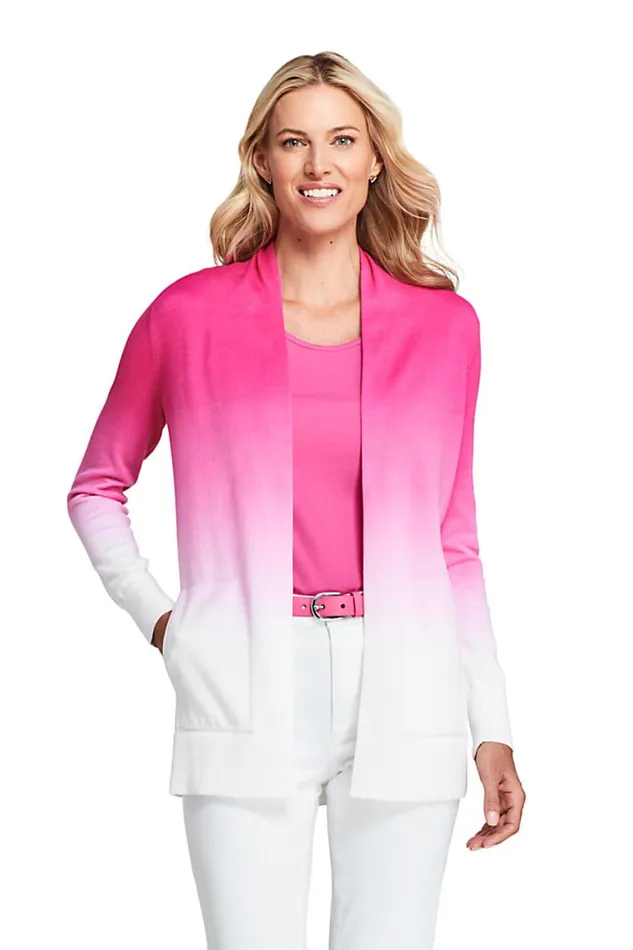 Lands039 End Sweaters Women Cotton Open Long Cardigan Sweater 8211 Ombre Pink Phlox Ombre Lands039 End Sweaters Women Cotton Open Long Cardigan Sweater 8211 Ombre Pink Phlox Ombre