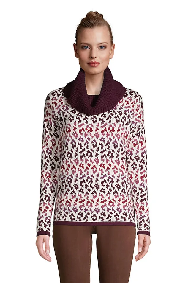 Lands039 End Sweaters Women Cozy Lofty Cowl Neck Sweater Purple Ombre Leopard Lands039 End Sweaters Women Cozy Lofty Cowl Neck Sweater Purple Ombre Leopard
