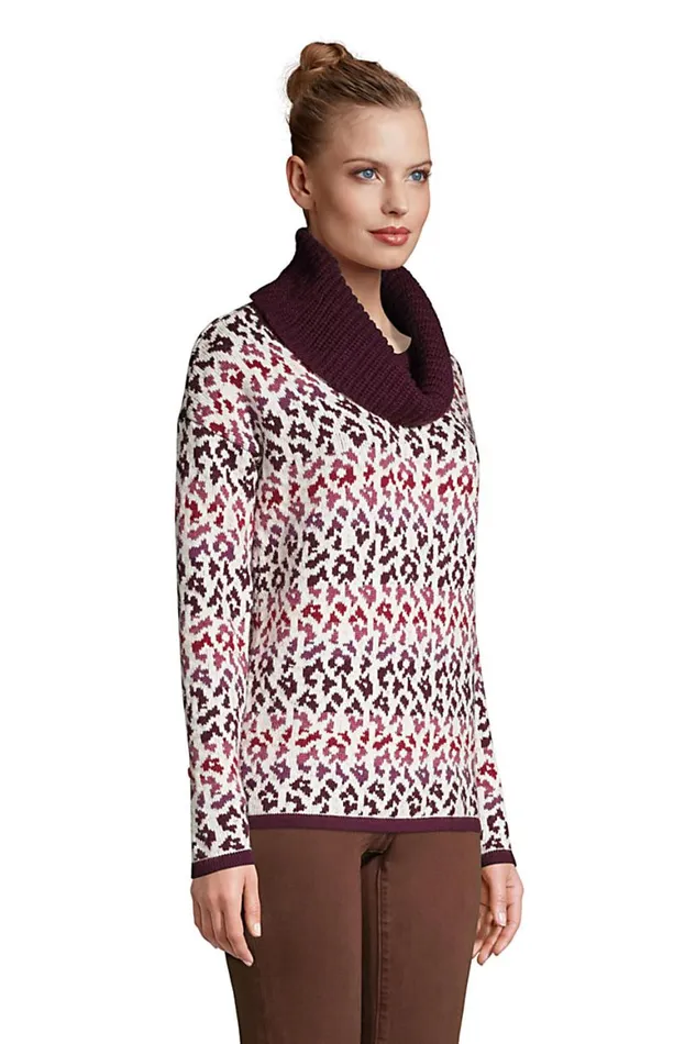 Lands039 End Sweaters Women Cozy Lofty Cowl Neck Sweater Purple Ombre Leopard Lands039 End Sweaters Women Cozy Lofty Cowl Neck Sweater Purple Ombre Leopard