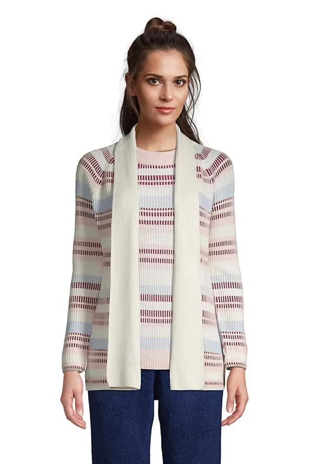 Lands039 End Sweaters Women Drifter Shaker Open Cardigan Sweater 8211 Stripe Ivory Plaited Multi Stripe Lands039 End Sweaters Women Drifter Shaker Open Cardigan Sweater 8211 Stripe Ivory Plaited Multi Stripe