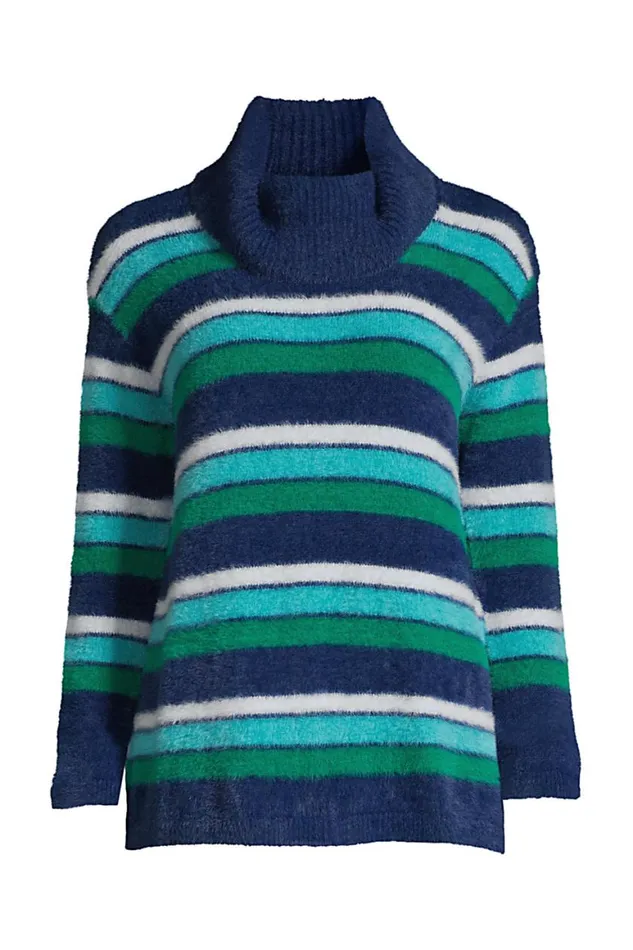 Lands039 End Sweaters Women Eyelash Cowl Neck Sweater 8211 Stripe Deep Sea Navy Multi Stripe Lands039 End Sweaters Women Eyelash Cowl Neck Sweater 8211 Stripe Deep Sea Navy Multi Stripe