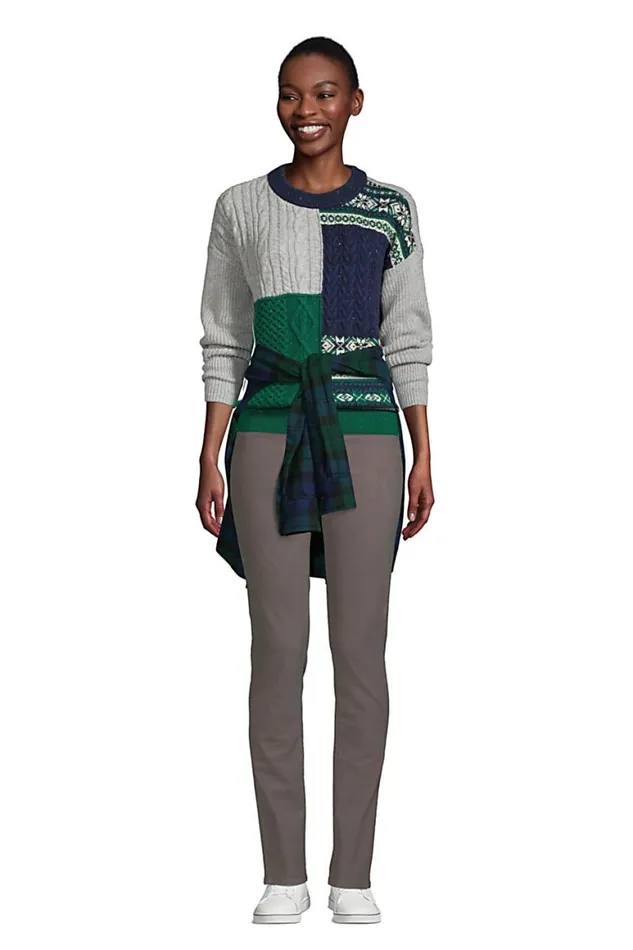 Lands039 End Sweaters Women Patchwork Crew Neck Sweater 8211 Fairisle Green Fairisle Quilted Lands039 End Sweaters Women Patchwork Crew Neck Sweater 8211 Fairisle Green Fairisle Quilted
