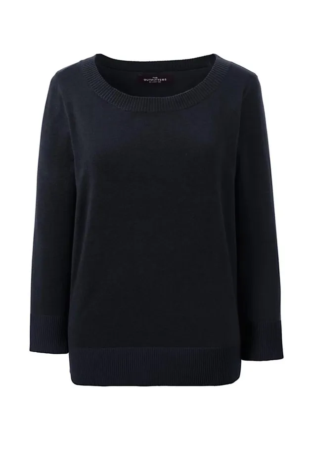 Lands039 End Sweaters Women Performance 34 Sleeve Scoop Sweater Black