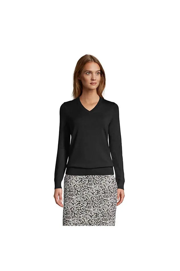 Lands039 End Sweaters Women Performance Vneck Sweater Black