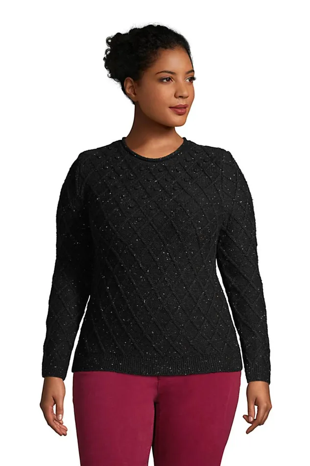 Lands039 End Sweaters Women Plus Size Cotton Blend Rollneck Sweater Black Donegal Lands039 End Sweaters Women Plus Size Cotton Blend Rollneck Sweater Black Donegal