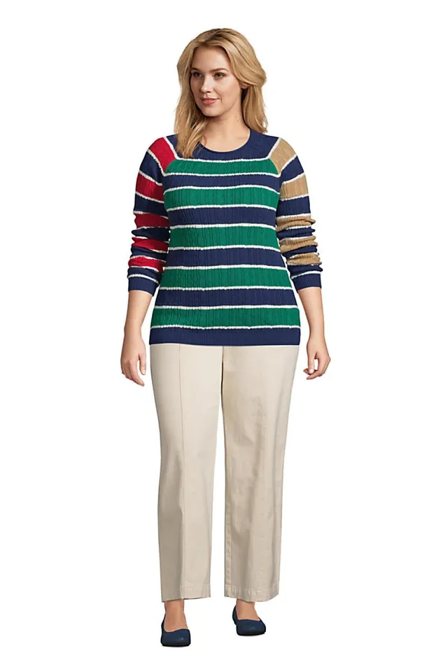 Lands039 End Sweaters Women Plus Size Fine Gauge Cotton Cable Rollneck Pullover Sweater 8211 Stripe Deep Sea Navy Lands039 End Sweaters Women Plus Size Fine Gauge Cotton Cable Rollneck Pullover Sweater 8211 Stripe Deep Sea Navy