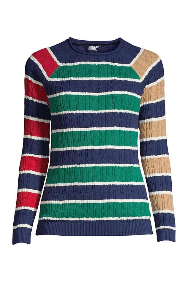 Lands039 End Sweaters Women Plus Size Fine Gauge Cotton Cable Rollneck Pullover Sweater 8211 Stripe Deep Sea Navy Lands039 End Sweaters Women Plus Size Fine Gauge Cotton Cable Rollneck Pullover Sweater 8211 Stripe Deep Sea Navy