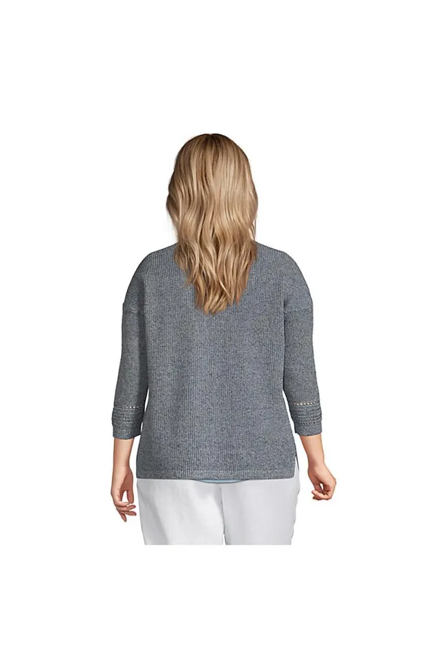 Lands039 End Sweaters Women Plus Size Linen Cotton Shaker Open Cardigan Sweater Deep Sea Navy Marl Lands039 End Sweaters Women Plus Size Linen Cotton Shaker Open Cardigan Sweater Deep Sea Navy Marl