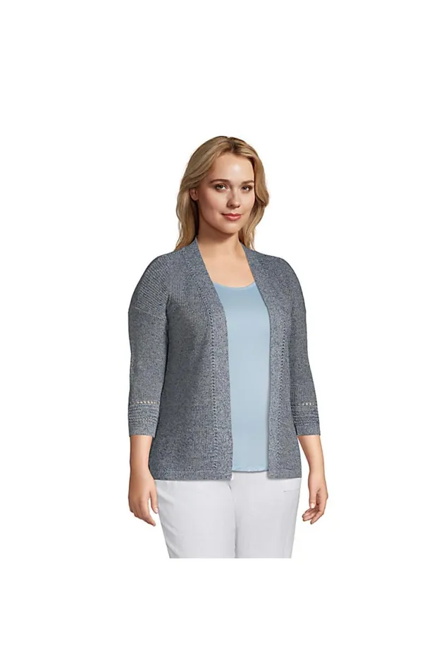 Lands039 End Sweaters Women Plus Size Linen Cotton Shaker Open Cardigan Sweater Deep Sea Navy Marl Lands039 End Sweaters Women Plus Size Linen Cotton Shaker Open Cardigan Sweater Deep Sea Navy Marl