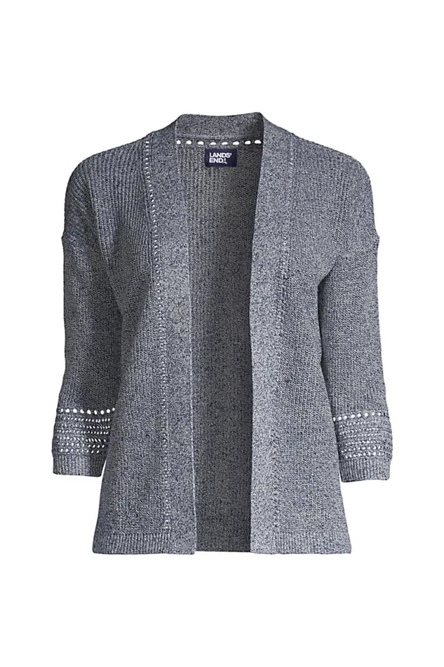 Lands039 End Sweaters Women Plus Size Linen Cotton Shaker Open Cardigan Sweater Deep Sea Navy Marl Lands039 End Sweaters Women Plus Size Linen Cotton Shaker Open Cardigan Sweater Deep Sea Navy Marl