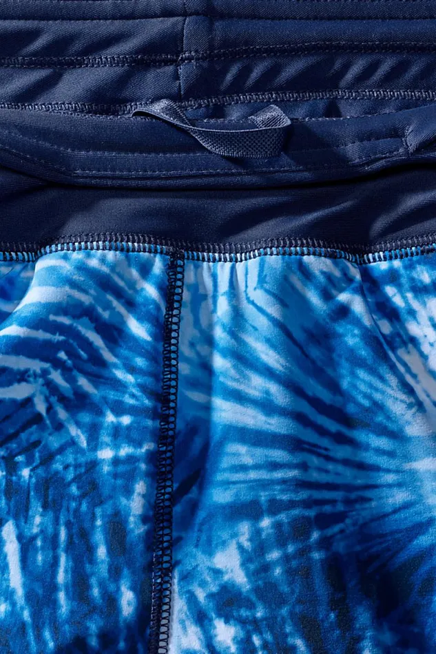 Lands039 End Swimsuits Women 3034 Quick Dry Elastic Waist Board Shorts Swim Coverup Shorts With Panty Print Deep Sea Navy Tie Dye Palm