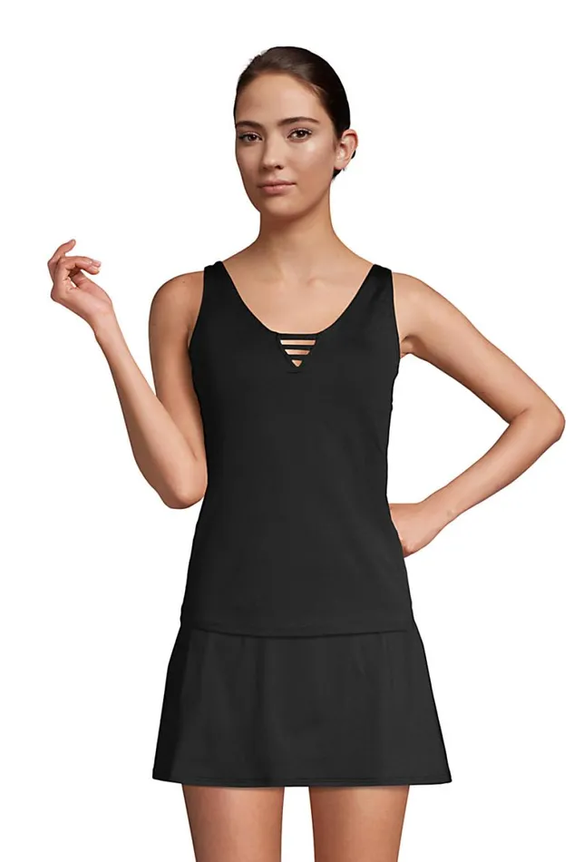 Lands039 End Swimsuits Women Chlorine Resistant Cut Out Tankini Top Swimsuit With Adjustable Straps Black Lands039 End Swimsuits Women Chlorine Resistant Cut Out Tankini Top Swimsuit With Adjustable Straps Black