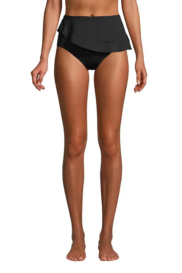 Lands039 End Swimsuits Women Chlorine Resistant Faux Wrap High Waisted Bikini Bottoms Black Lands039 End Swimsuits Women Chlorine Resistant Faux Wrap High Waisted Bikini Bottoms Black