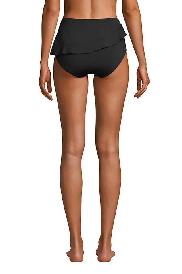 Lands039 End Swimsuits Women Chlorine Resistant Faux Wrap High Waisted Bikini Bottoms Black Lands039 End Swimsuits Women Chlorine Resistant Faux Wrap High Waisted Bikini Bottoms Black