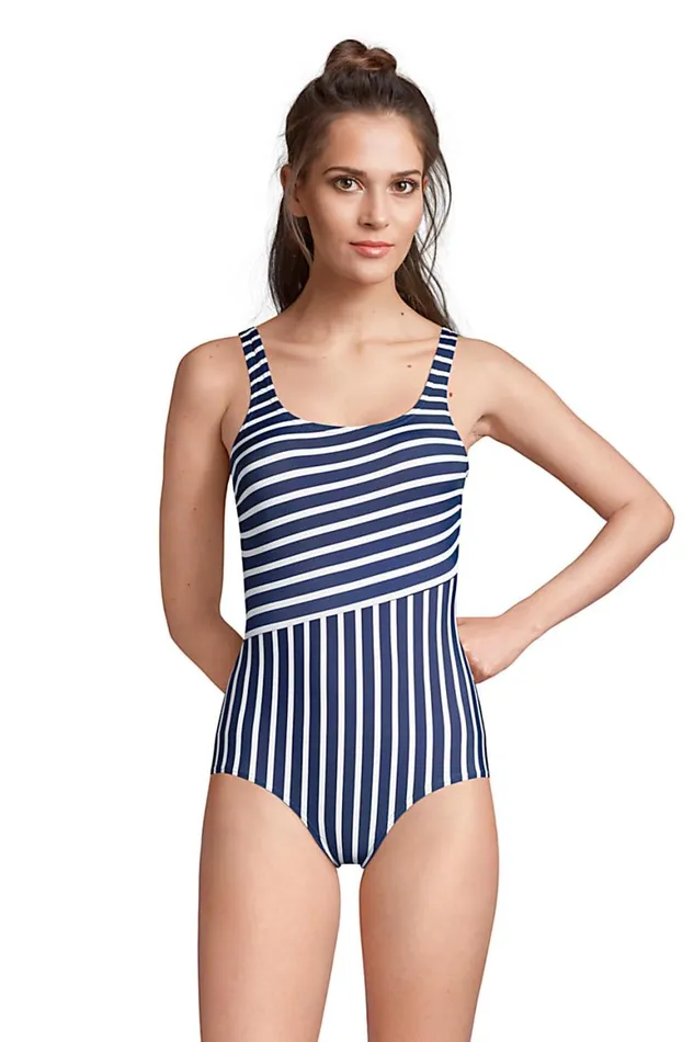 Lands039 End Swimsuits Women Chlorine Resistant Scoop Neck Soft Cup Tugless Sporty One Piece Swimsuit Print Deep Sea Lands039 End Swimsuits Women Chlorine Resistant Scoop Neck Soft Cup Tugless Sporty One Piece Swimsuit Print Deep Sea