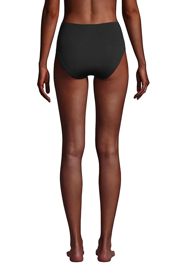 Lands039 End Swimsuits Women Chlorine Resistant Twist Front Retro High Waisted Bikini Bottoms Black