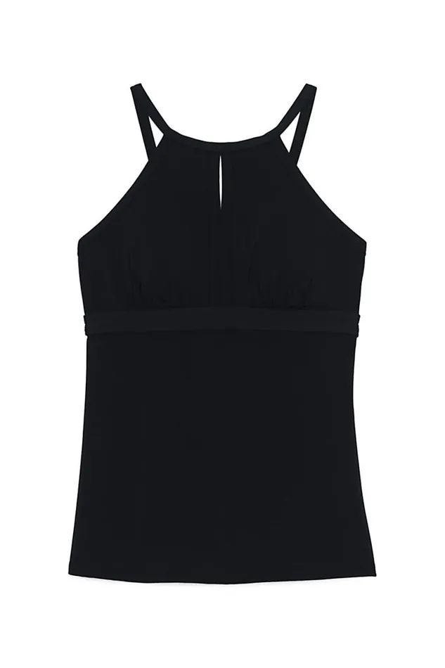 Lands039 End Swimsuits Women Dcup Keyhole High Neck Modest Tankini Top Swimsuit Adjustable Straps Black