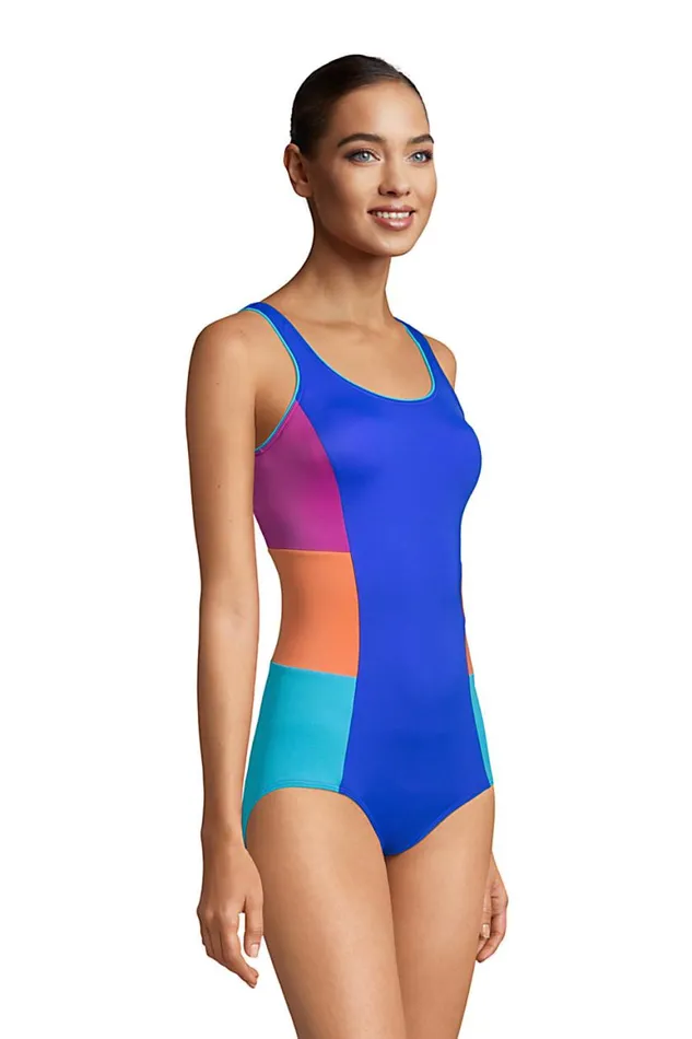 Lands039 End Swimsuits Women Mastectomy Chlorine Resistant Scoop Neck Soft Cup Tugless Sporty One Piece Swimsuit Electric Blue Lands039 End Swimsuits Women Mastectomy Chlorine Resistant Scoop Neck Soft Cup Tugless Sporty One Piece Swimsuit Electric Blue