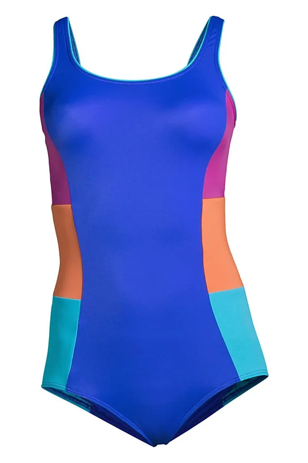 Lands039 End Swimsuits Women Mastectomy Chlorine Resistant Scoop Neck Soft Cup Tugless Sporty One Piece Swimsuit Electric Blue Lands039 End Swimsuits Women Mastectomy Chlorine Resistant Scoop Neck Soft Cup Tugless Sporty One Piece Swimsuit Electric Blue