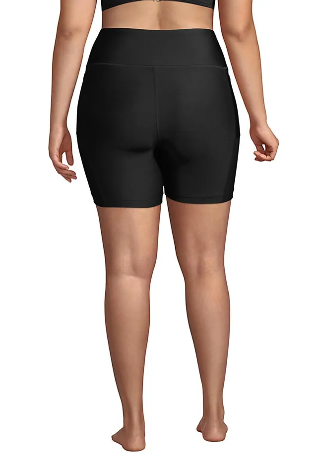 Lands039 End Swimsuits Women Plus Size Chlorine Resistant High Waisted 6034 Bike Swim Shorts With Upf 50 Sun Protection Black