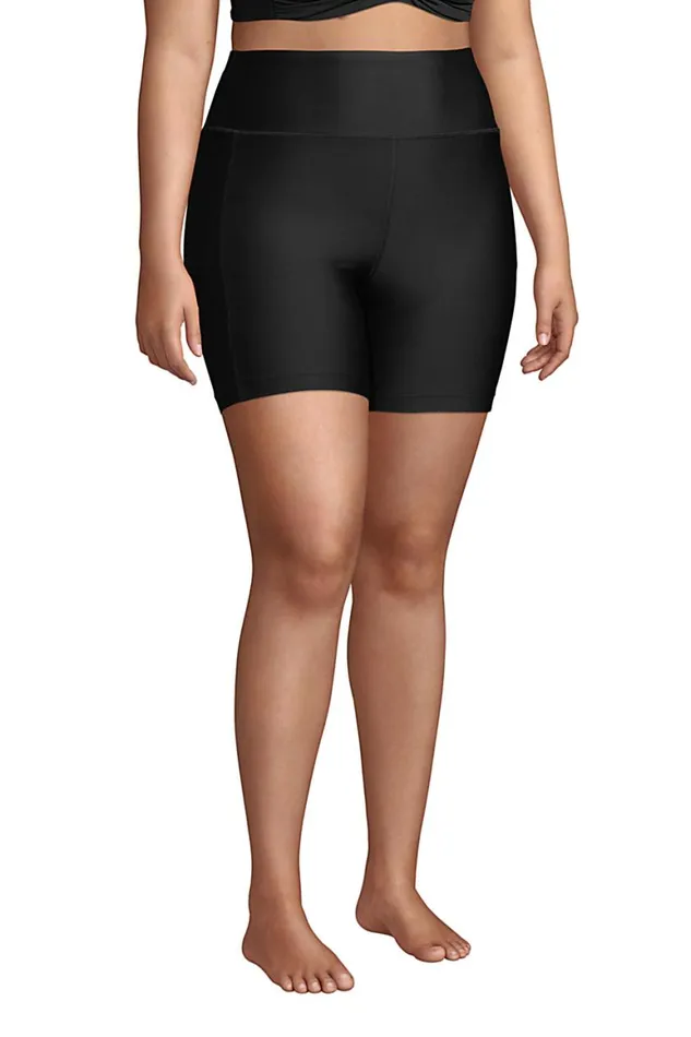 Lands039 End Swimsuits Women Plus Size Chlorine Resistant High Waisted 6034 Bike Swim Shorts With Upf 50 Sun Protection Black