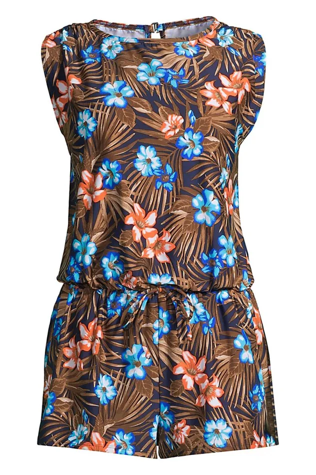 Lands039 End Swimsuits Women Plus Size Chlorine Resistant Tummy Control High Neck Romper One Piece Swimsuit Deep Sea Navy Tropic Palm Lands039 End Swimsuits Women Plus Size Chlorine Resistant Tummy Control High Neck Romper One Piece Swimsuit Deep Sea Navy Tropic Palm