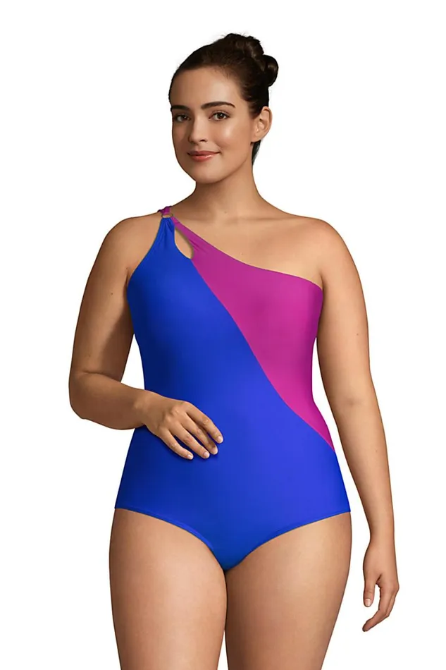 Lands039 End Swimsuits Women Plus Size Chlorine Resistant Tummy Control One Shoulder One Piece Swimsuit Adjustable Strap Electric Blue Lands039 End Swimsuits Women Plus Size Chlorine Resistant Tummy Control One Shoulder One Piece Swimsuit Adjustable Strap Electric Blue