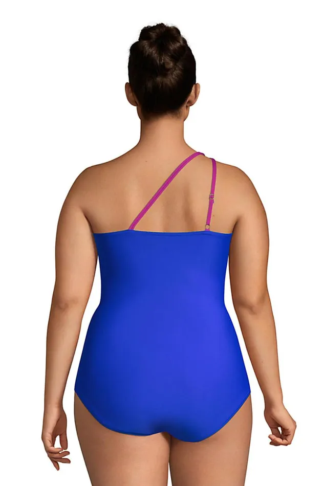 Lands039 End Swimsuits Women Plus Size Chlorine Resistant Tummy Control One Shoulder One Piece Swimsuit Adjustable Strap Electric Blue Lands039 End Swimsuits Women Plus Size Chlorine Resistant Tummy Control One Shoulder One Piece Swimsuit Adjustable Strap Electric Blue