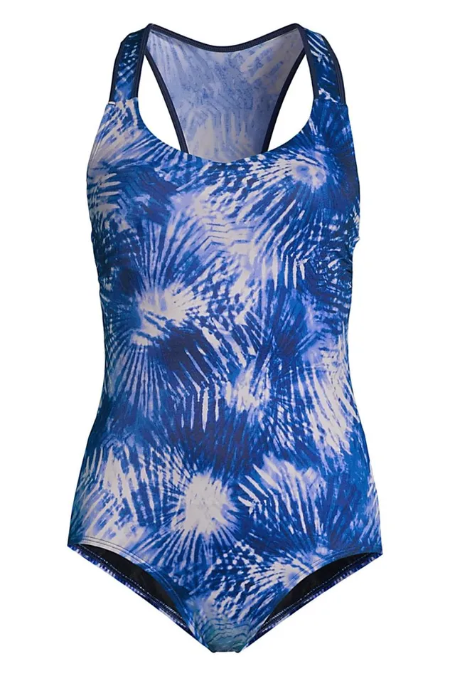 Lands039 End Swimsuits Women Plus Size Chlorine Resistant Vneck Racerback One Piece Swimsuit Deep Sea Navy Tie Dye Palm Lands039 End Swimsuits Women Plus Size Chlorine Resistant Vneck Racerback One Piece Swimsuit Deep Sea Navy Tie Dye Palm