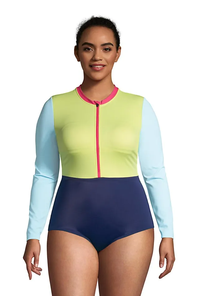 Lands039 End Swimsuits Women Plus Size Chlorine Resistant Zip Front Long Sleeve Tugless Sporty One Piece Swimsuit Deep Sea Navy Lands039 End Swimsuits Women Plus Size Chlorine Resistant Zip Front Long Sleeve Tugless Sporty One Piece Swimsuit Deep Sea Navy