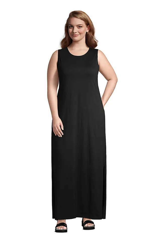 Lands039 End Swimsuits Women Plus Size Cotton Jersey Sleeveless Swim Coverup Maxi Dress Black Lands039 End Swimsuits Women Plus Size Cotton Jersey Sleeveless Swim Coverup Maxi Dress Black