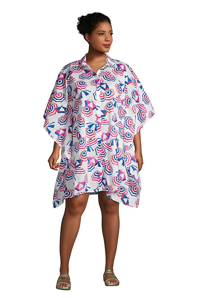 Lands039 End Swimsuits Women Plus Size Cotton Poplin Button Down Kaftan Shirt Dress Swim Coverup White Beach Umbrella Lands039 End Swimsuits Women Plus Size Cotton Poplin Button Down Kaftan Shirt Dress Swim Coverup White Beach Umbrella