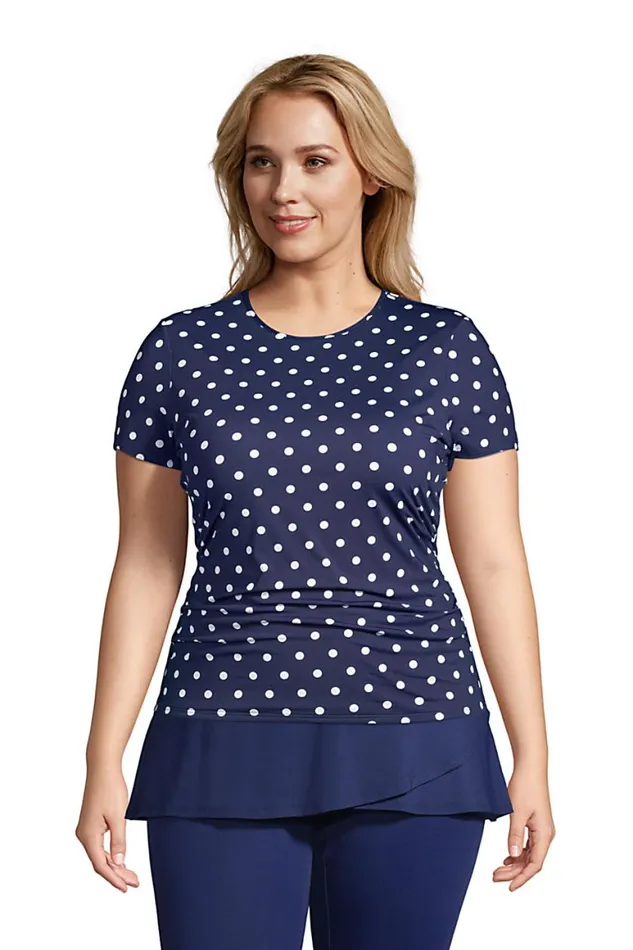 Lands039 End Swimsuits Women Plus Size Crewneck Short Sleeve Modest Soft Cup Tankini Swimsuit Top With Built In Bra Print Deep Sea Polka Dot Lands039 End Swimsuits Women Plus Size Crewneck Short Sleeve Modest Soft Cup Tankini Swimsuit Top With Built In Bra Print Deep Sea Polka Dot