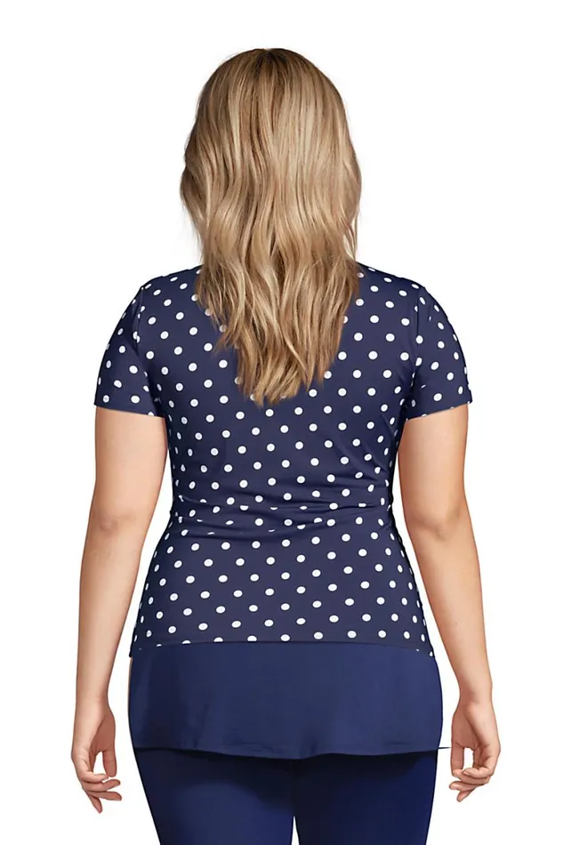 Lands039 End Swimsuits Women Plus Size Crewneck Short Sleeve Modest Soft Cup Tankini Swimsuit Top With Built In Bra Print Deep Sea Polka Dot Lands039 End Swimsuits Women Plus Size Crewneck Short Sleeve Modest Soft Cup Tankini Swimsuit Top With Built In Bra Print Deep Sea Polka Dot