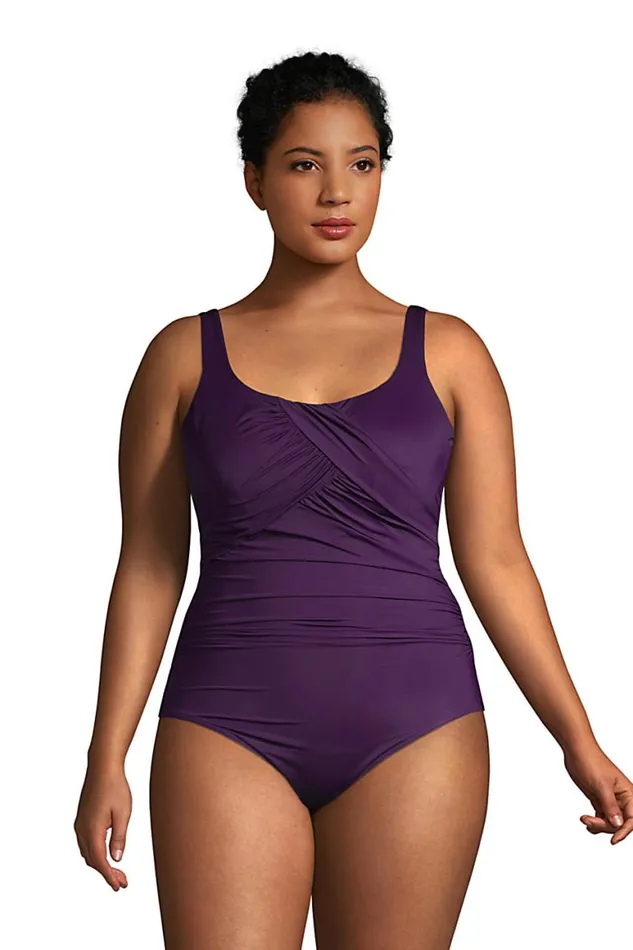 Lands039 End Swimsuits Women Plus Size Slender Carmela Tummy Control Chlorine Resistant Scoop Neck One Piece Swimsuit Blackberry Lands039 End Swimsuits Women Plus Size Slender Carmela Tummy Control Chlorine Resistant Scoop Neck One Piece Swimsuit Blackberry